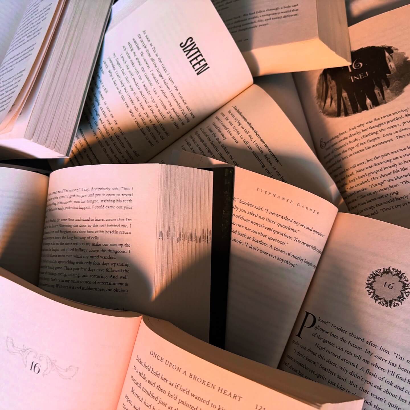 Books open to chapter 16