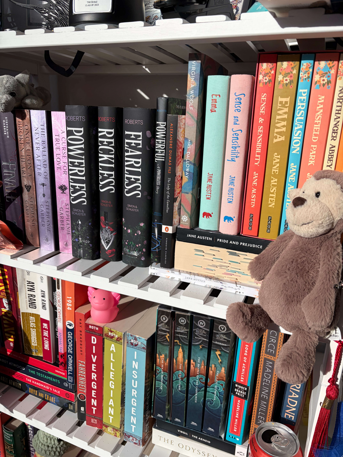 Bookshelf with colorful books