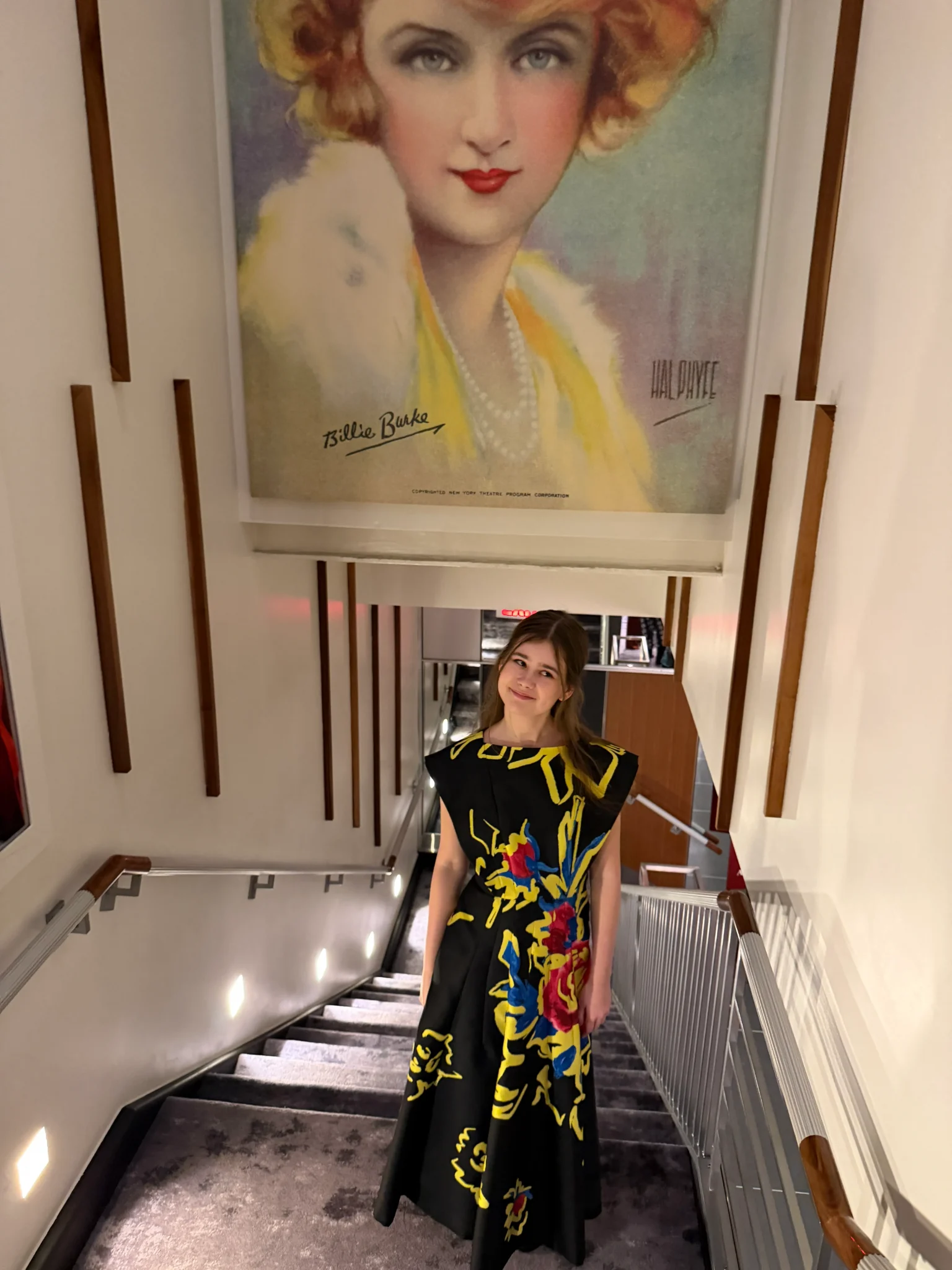Lalie Lours (Best Teen Book Review Site) photo in artsy yellow and black gala dress.